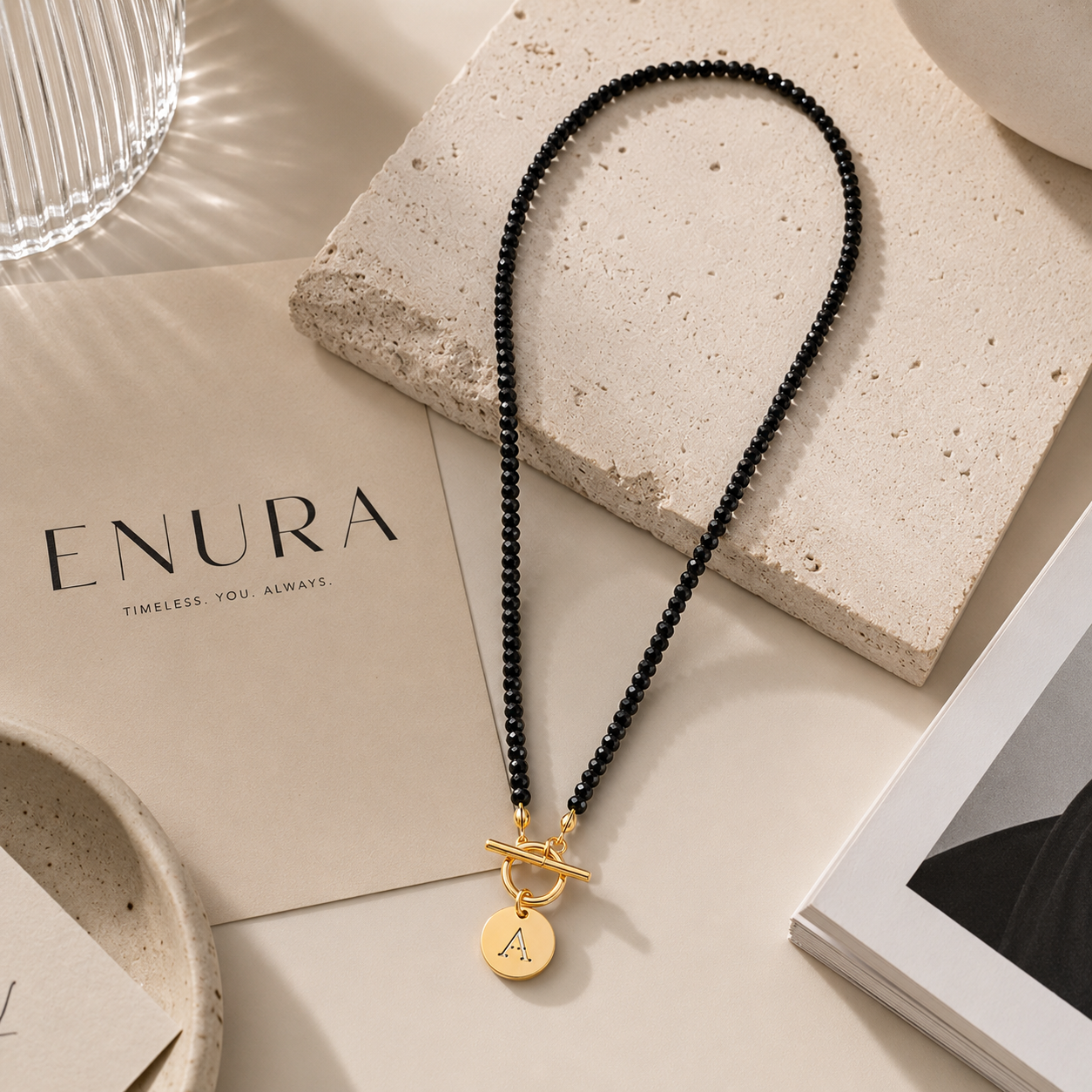 Noir Initial Necklace