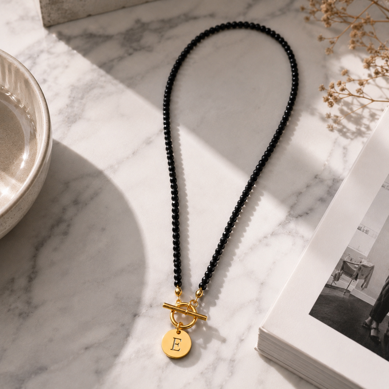 Noir Initial Necklace